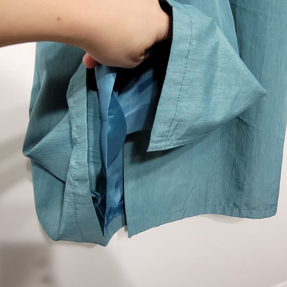 Luba Paris Vintage Teal Green Trench Double Breasted Tie Waist Retro Coat Classy - Picture 8 of 15